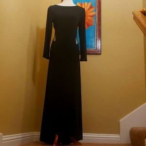 Venus Gold Detailed Long Black Dress